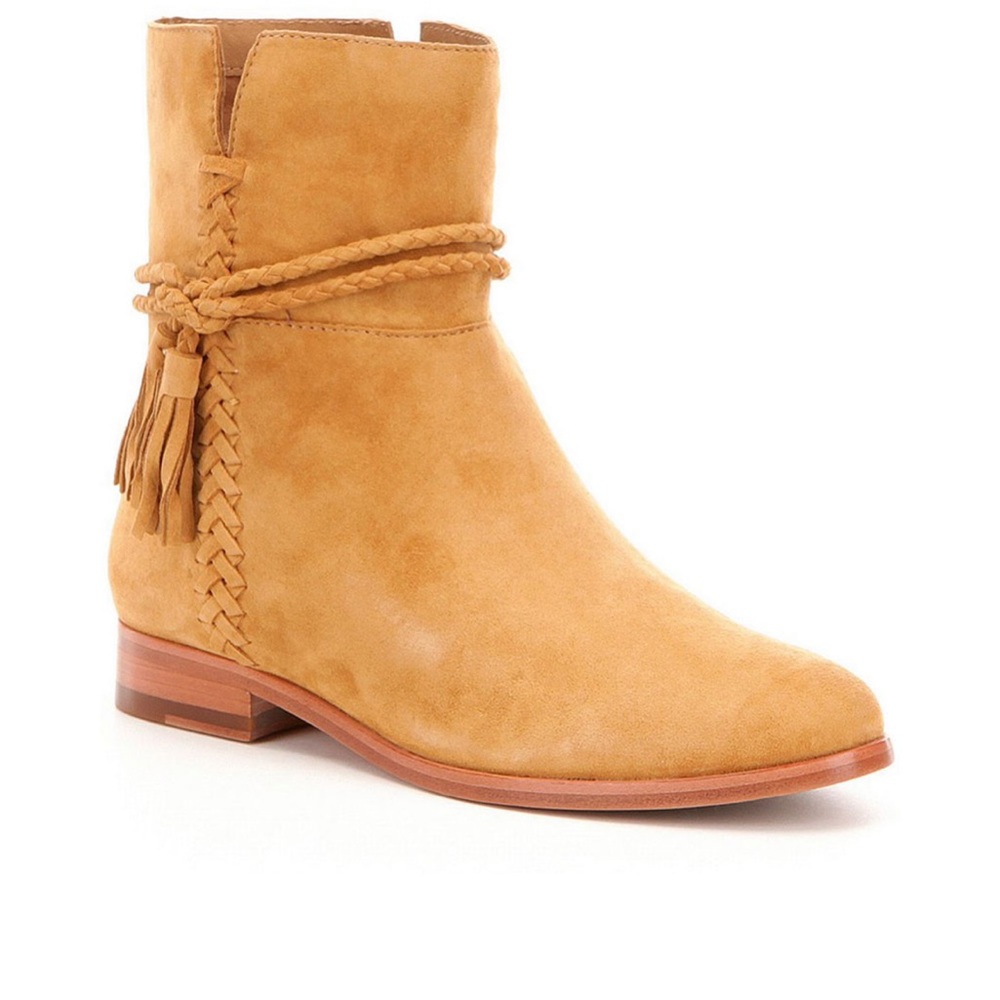 Frye Tina Whipstitch Tassle Boot Camel Suede 10M